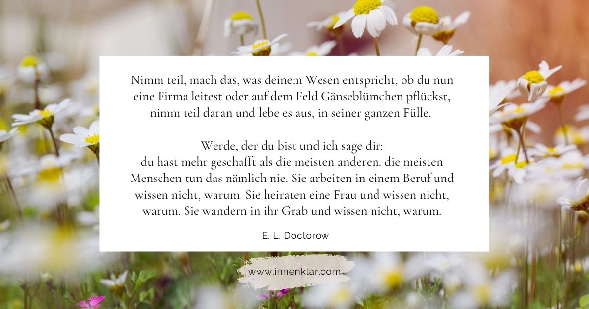 Zitat E. L. Doctorow: „Nimm teil… lebe es aus.“ – Innenklar